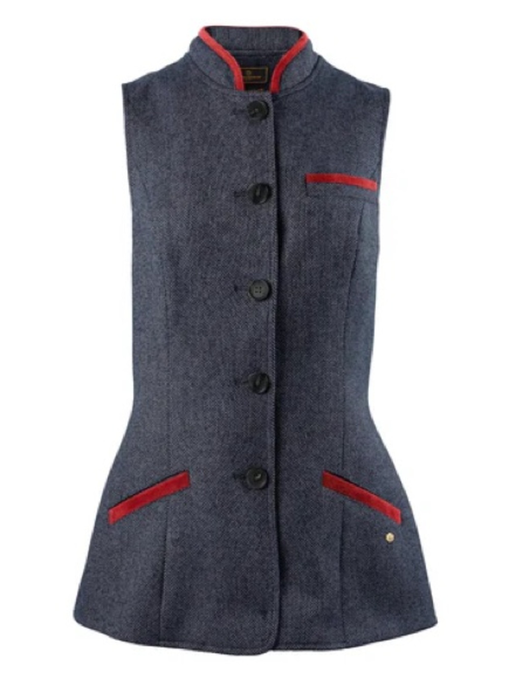 Fairfax & Favor Madeline Women's Tailored Wool Gilet Vest Navy Red Trim, 10 S 6